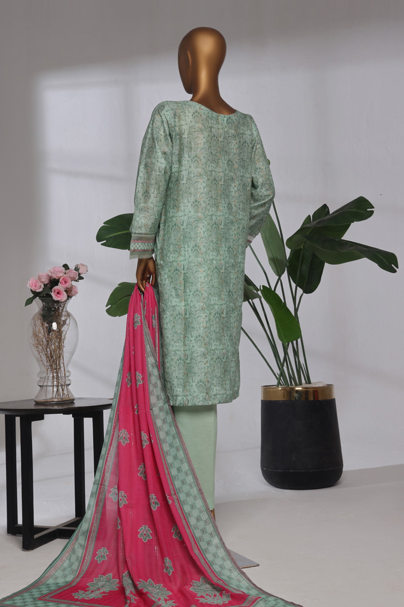 Damask By HZ Stitched 3 Piece Prints Jacquard Collection'2025-DPJ-037-Green