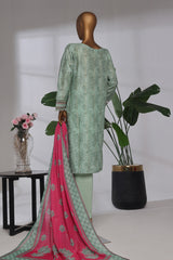Damask By HZ Stitched 3 Piece Prints Jacquard Collection'2025-DPJ-037-Green