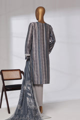 Damask By HZ Stitched 3 Piece Prints Jacquard Collection'2025-DPJ-038-Strip