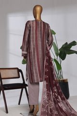 Damask By HZ Stitched 3 Piece Prints Jacquard Collection'2025-DPJ-039-Rouge