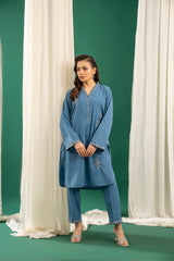 Basics By Zouj Stitched Co Ords Emb S/S Collection'2025-Blue