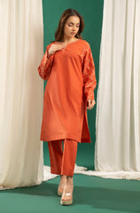 Basics By Zouj Stitched Co Ords Emb S/S Collection'2025-Rust