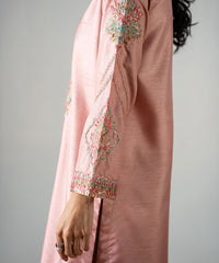 Zarqash By Kross Kulture Stitched 2PC - Raw Silk Suit Suit-0001767-XSM-PNK