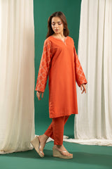 Basics By Zouj Stitched Co Ords Emb S/S Collection'2025-Rust