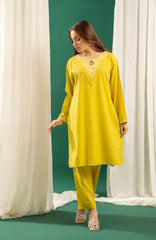 Basics By Zouj Stitched Co Ords Emb S/S Collection'2025-Yellow