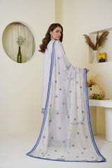 Threads & Weaves Icy Lavender & Blue Embroidered Viscose 3-Piece Suit