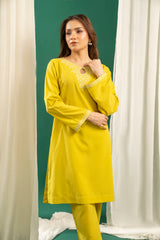 Basics By Zouj Stitched Co Ords Emb S/S Collection'2025-Yellow