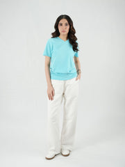 Mercato Sky Blue V Neck Shirt
