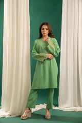 Basics By Zouj Stitched Co Ords Emb S/S Collection'2025-Green