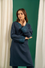 Basics By Zouj Stitched Co Ords Emb S/S Collection'2025-Navy Blue