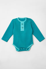 Little Bundles Stitched Kids Suit-Turquoise Romper