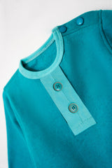 Little Bundles Stitched Kids Suit-Turquoise Romper