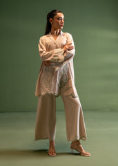 Nairah Co Ords Summer Solids Suit-Dewy Beige
