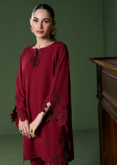 Nairah Co Ords Summer Solids Suit-Crimson Wine