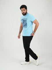 Mercato Round Neck Sky Blue Shirt