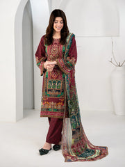 Tng By Md Stitched 3 Piece-Gulposh | 3 Piece | Printed | Maroon