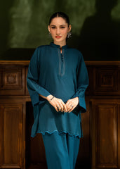 Nairah Co Ords Summer Solids Suit-Turquoise Dream