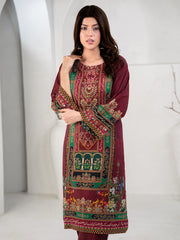 Tng By Md Stitched 3 Piece-Gulposh | 3 Piece | Printed | Maroon