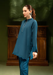 Nairah Co Ords Summer Solids Suit-Turquoise Dream