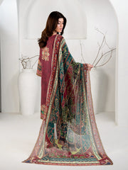 Tng By Md Stitched 3 Piece-Gulposh | 3 Piece | Printed | Maroon