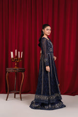 Manahils Stitched Formals B 007-Navy Blue