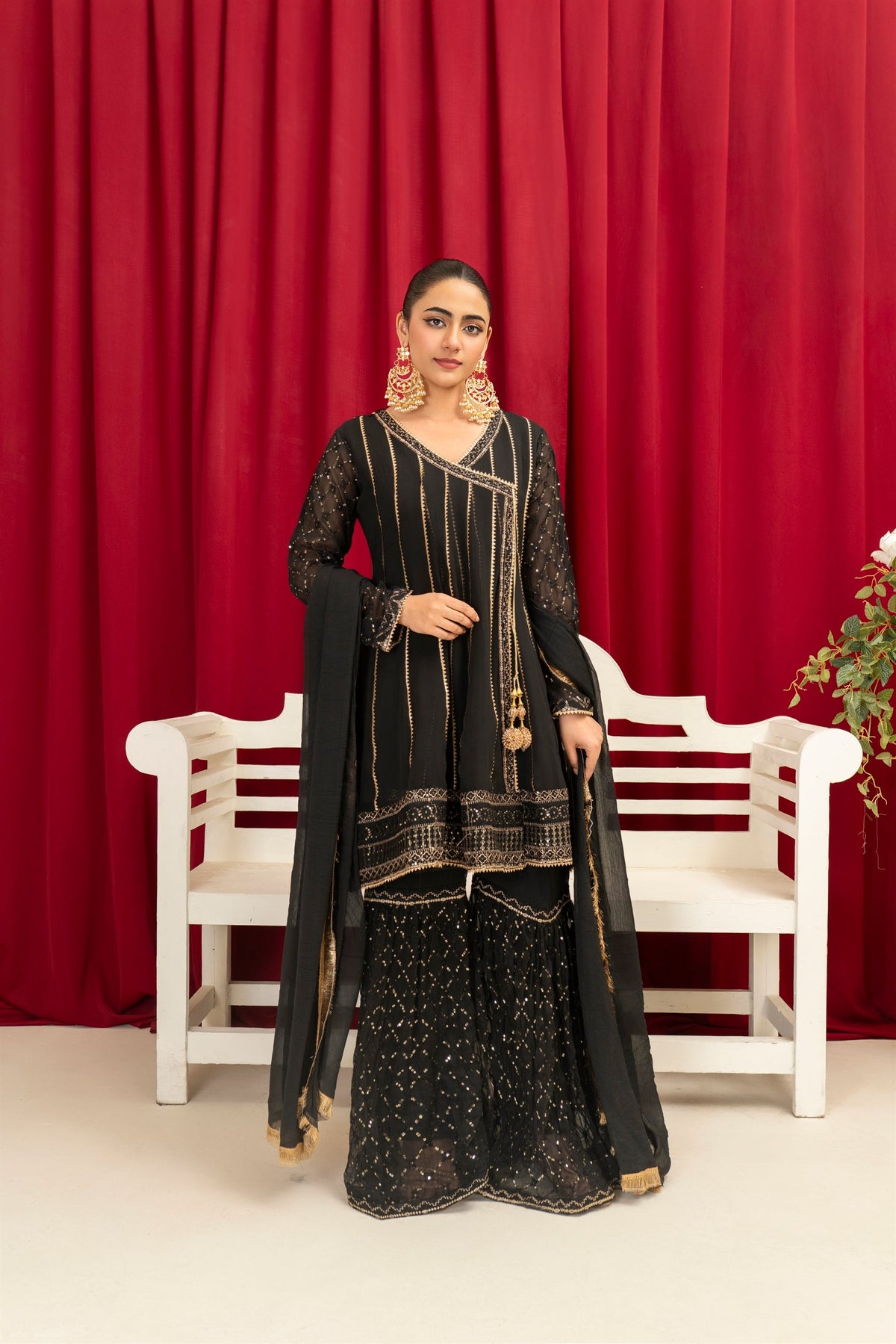 Manahils Stitched Formals Kurti 112-Black