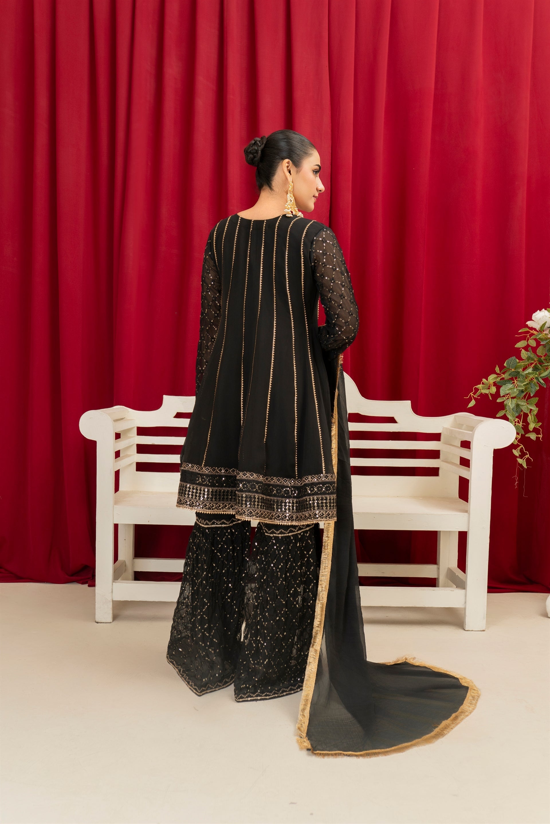 Manahils Stitched Formals Kurti 112-Black