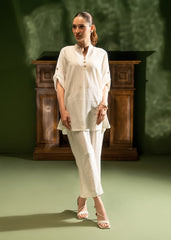 Nairah Co Ords Summer Solids Suit-Vanilla