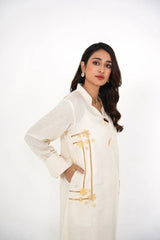 Arha Eman Stitched Winter Suit-Pearl Dust â€“ 2 piece Coord Ready to Wear