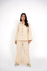 Arha Eman Stitched Winter Suit-Ivory Ease â€“ 2 Piece Coord Ready To Wear
