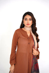 Arha Eman Stitched Winter Suit-Mocha Muse â€“ 2 Piece Coord Ready To Wear