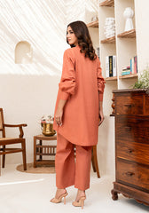 Amal Stitched Co Ords Basics Collection-Tangerine