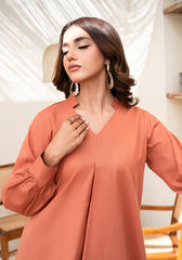 Amal Stitched Co Ords Basics Collection-Tangerine