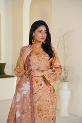 Threads & Weaves Golden Petals - Embroidered Lawn Ready to Wear 3PC-RTWL26102S