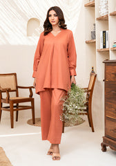 Amal Stitched Co Ords Basics Collection-Tangerine