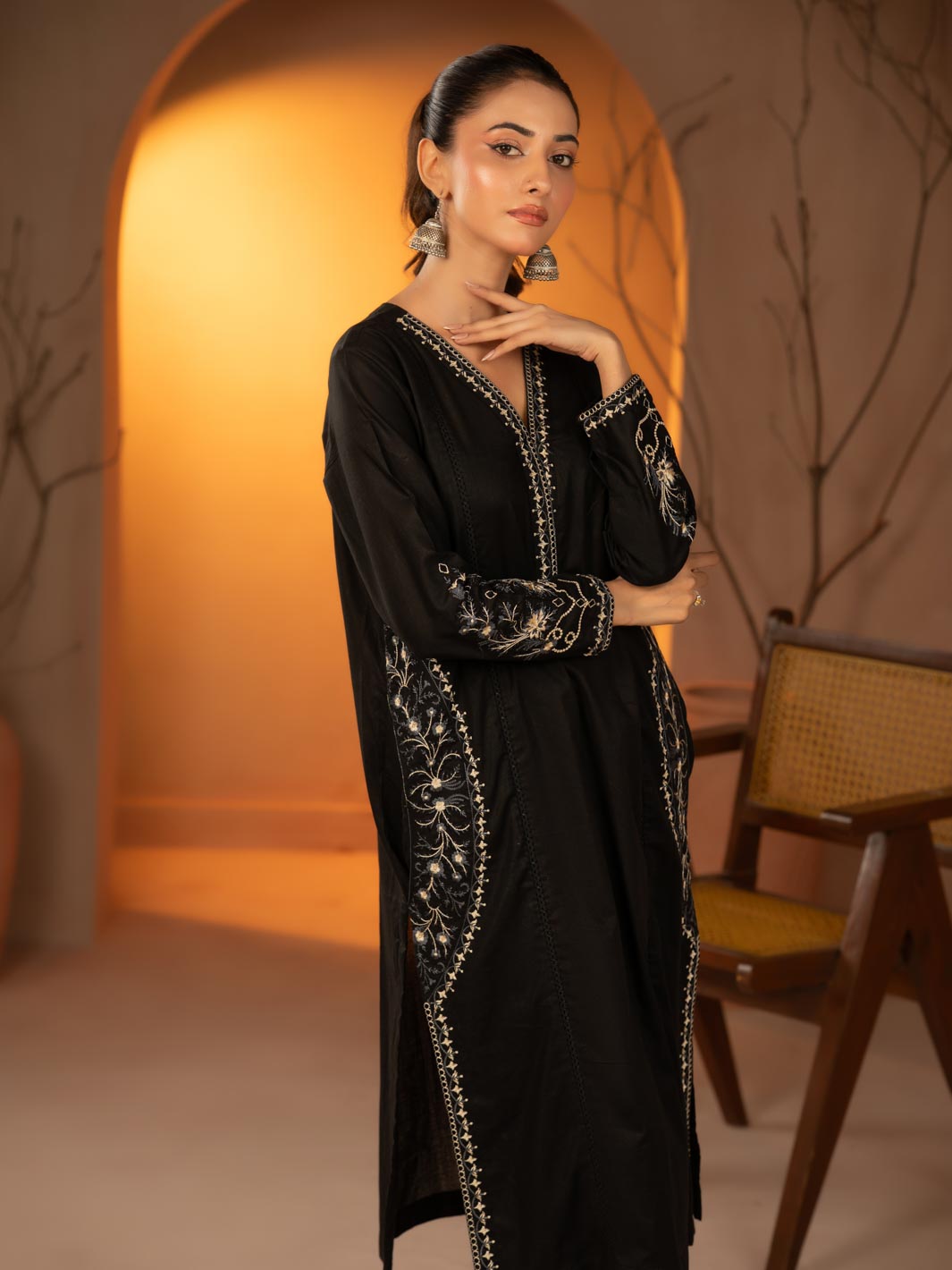 Tng By Md Stitched Collection-Crimson | Black