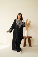 Tiraz Stitched 3 Piece Winter Suit-Siah