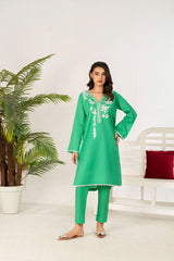 Ahlam By Safa Textile 2 Piece Embroidery Lawn Eid Edit Collection'2025-Suit (parrot green)
