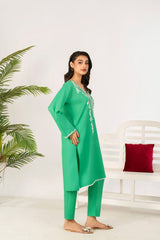 Ahlam By Safa Textile 2 Piece Embroidery Lawn Eid Edit Collection'2025-Suit (parrot green)