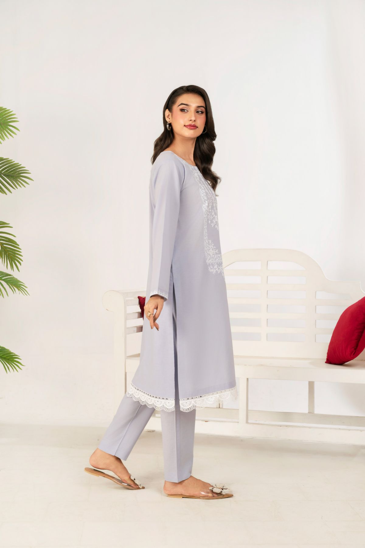 Ahlam By Safa Textile 2 Piece Embroidery Lawn Eid Edit Collection'2025-Suit (light purple)