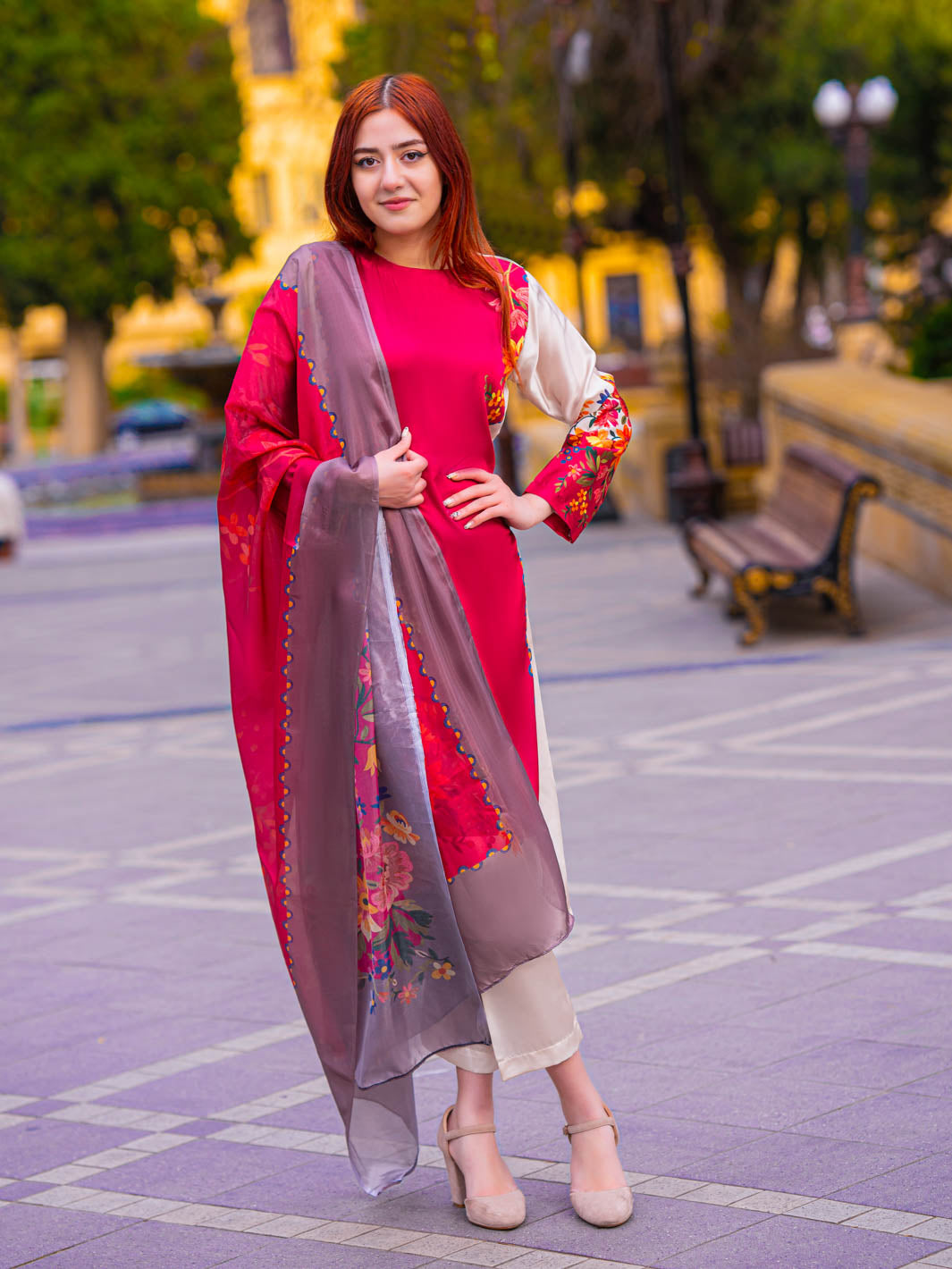 TNG By MD Stitched 3 Piece Printed Silk Collection-Arwaa