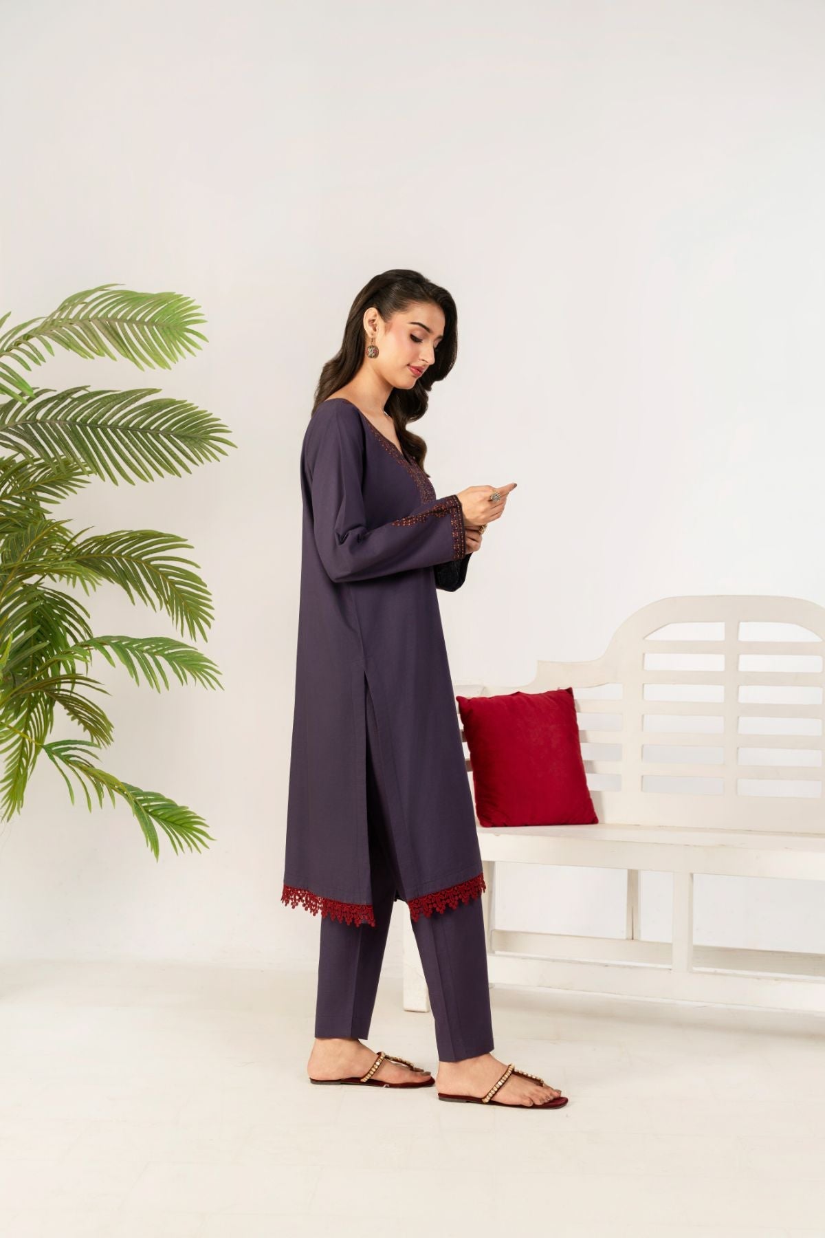 Ahlam By Safa Textile 2 Piece Embroidery Lawn Eid Edit Collection'2025-Suit (purple)