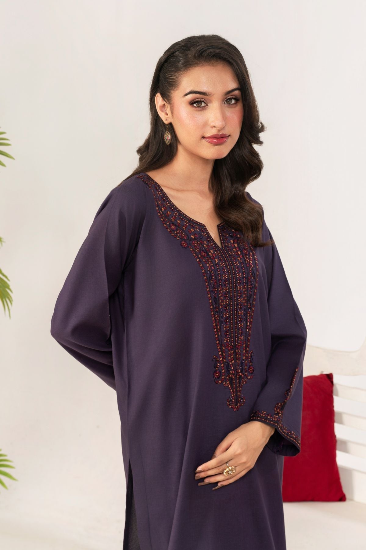 Ahlam By Safa Textile 2 Piece Embroidery Lawn Eid Edit Collection'2025-Suit (purple)