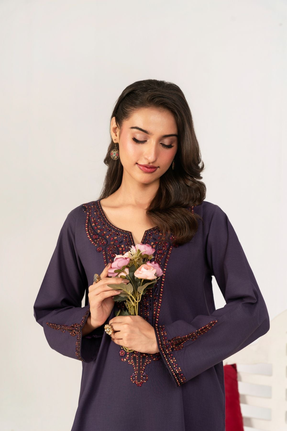 Ahlam By Safa Textile 2 Piece Embroidery Lawn Eid Edit Collection'2025-Suit (purple)