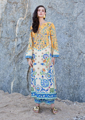 Oasis by Meerak Stitched 2 Piece Silk Lawn Kaftan-KF - 01