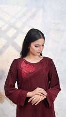 Premier Essence By Neesh Stitched Co Ords Summer Suit-Garnet - 2 Piece