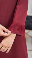 Premier Essence By Neesh Stitched Co Ords Summer Suit-Garnet - 2 Piece