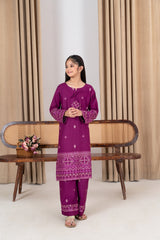 Khayat Stitched 2 Piece Casual Winter Kids Suit-Banafsaj 2Pc