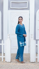 Premier Essence By Neesh Stitched Co Ords Summer Suit-Seastitch - 2 Piece