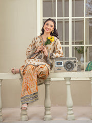 Tng By Md Stitched 3 Piece-Ashnoor | 3 Piece | Printed | Cream